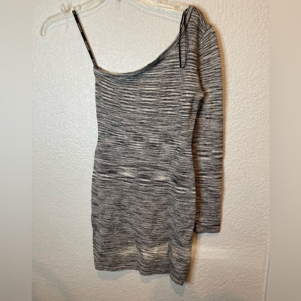 bebe Gray One-Shoulder Mini Dress Y2K baddie